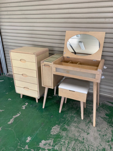 決まりました ドレッサー 鏡台 チェスト 椅子 セット 収納