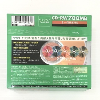 未使用品 三菱化学 CD-RW 700MB 10枚スリムケ-ス入り カラ-ミックス1-4倍速対応 SW80QM10 の画像