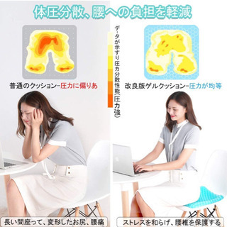 【新品未使用】ゲルクッション 座布団 座面クッション 大きめ 特大 無重力クッション 二重 ハニカム 座り心地が良い 通気性抜群 体圧分散 腰痛防止 負担が軽減 高反発 美尻 洗える 子供 椅子用 釣り 車 オフィス 自宅用の画像