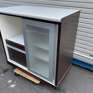 ミドルレンジボード レンジ台 ニトリ 茶 収納棚 中古品