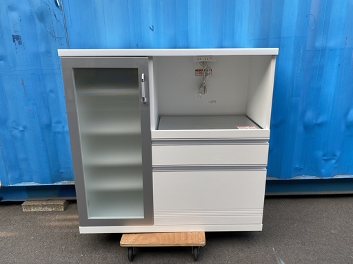 ミドルレンジボード レンジ台 白 収納棚 中古品