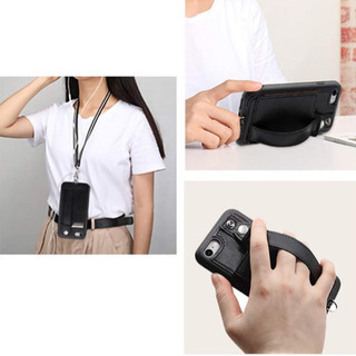 【新品未使用】 iphone  ケース 手帳型 iphone se ケース 2020年新型 iphone8 ケース ストラップ付き iphone7ケース カード収納 耐衝撃 落下防止 4.7インチ ブラックの画像