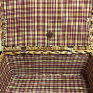 バスケットトランク 裏地付き 2個 ナチュラル チェック柄 差し上げますの画像