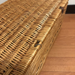 バスケットトランク 裏地付き 2個 ナチュラル チェック柄 差し上げますの画像