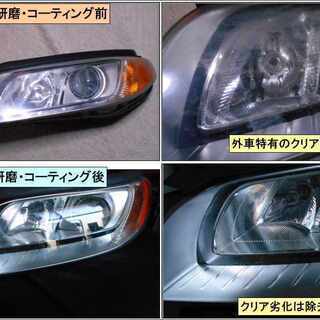 ヘッドライト リペア作業 研磨・コーティング 黄ばみ除去 - 尾張旭市