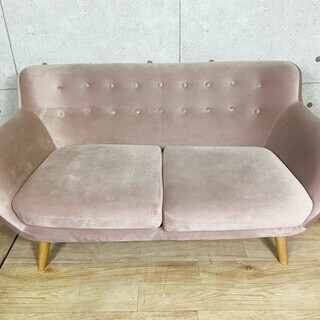 出品27日まで★美品★Francfranc ベルベット 2人掛けソファ ピンク 4*83 Francfranc フランフラン ナビア ソファ ベルベット ピンク 2人