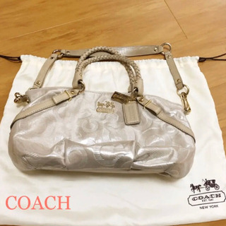 コーチ　メタリックレザーハンドバッグ　ショルダーバッグ