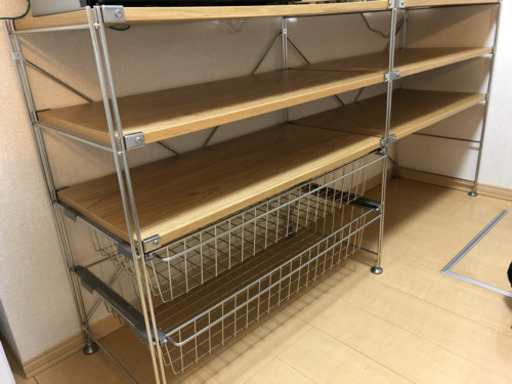 無印良品　ステンレスユニットシェルフ　ワイヤーバスケット付き！