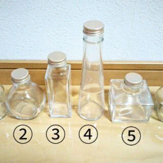 ハーバリウム 瓶 色々あります六角、四角、丸円柱瓶 しずく パルファムの画像