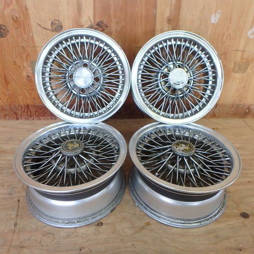 光岡自動車 ワイヤーホイール MITSUOKA 4穴 15×6JJ タイヤ 車 クラシックカー レトロ ミツオカ 4本セット マニア レストア 希少価値 DIY 中古品 宮城 MAX
