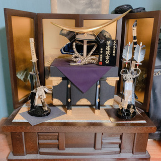 伊達政宗公 平安旭翠作 黒子札正絹繊 兜飾り