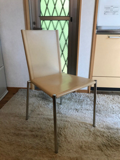イタリア製　革ダイニングチェア4脚セット