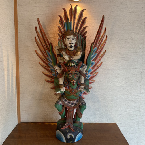 インドネシア　木彫りガルーダに乗るヴィシュヌ　アンティーク