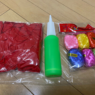風船 赤のハート型 バルーン 100個入り 空気ポンプ&リボン付...