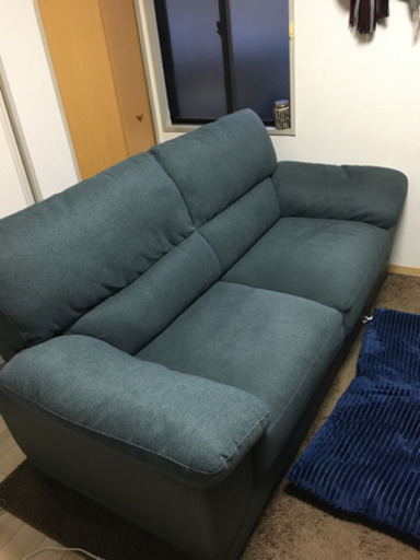 3人掛けソファ　ターコイズブルー