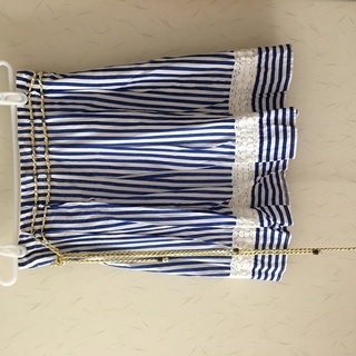 美品！！春夏〜ストライプスカートスカート ブルー