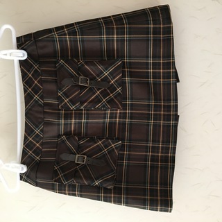 希少美品！！ミニスカート チェック柄　ブラウンの画像