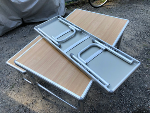 折り畳みアルミ軽量ピクニックテーブル　ベンチx2 セット