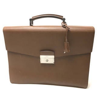 PRADA プラダ VR0006 ハンドバッグ サフィアーノ ロック金具 ブリーフケース ビジネスバッグ レザー ブラウン メンズ　ハンドバッグ　トートバッグ