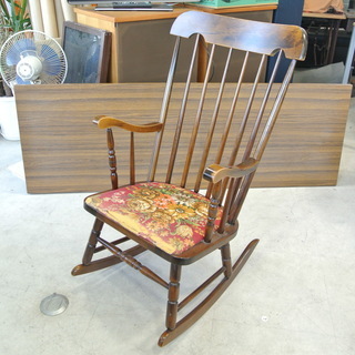 【値下げ】 アンティーク家具 飛騨家具 ロッキングチェア 赤 花...
