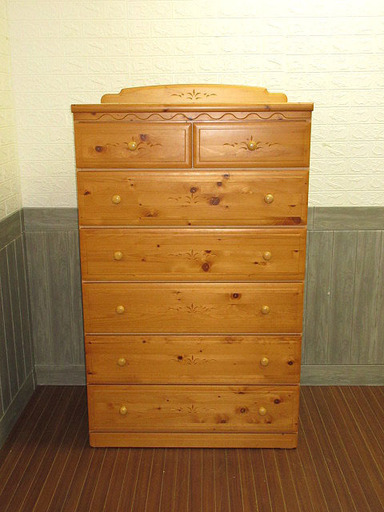 stp-0193　チェスト　6段　引出7杯　ナチュラル　木製　タンス　箪笥　家具　収納家具　大容量　衣類収納　マルミツ