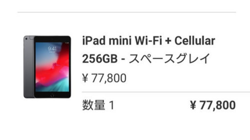 iPad mini5 256GB WiFi＋Celler SIMフリー スペースグレー