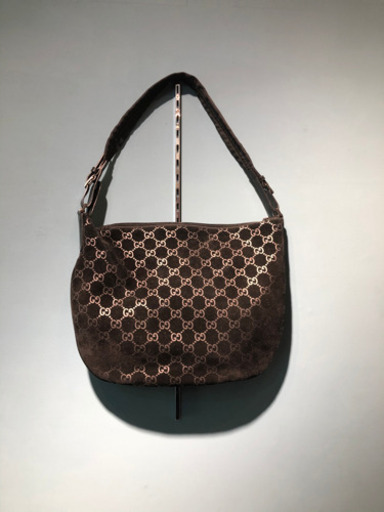 グッチ GUCCI ワンショルダーバッグ スウェード レザー GGシマ 黒
