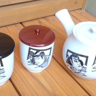 超レア　希少　歌舞伎　急須＆夫婦湯のみセット　新品未開封　昭和　...