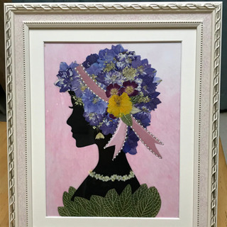 額付き　押し花アート‼️