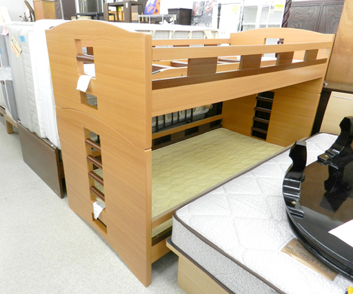 2段ベッド ハシゴ・パームマット付き 木製 子供用 二段ベッド ☆ PayPay(ペイペイ)決済可能 ☆ 札幌市 北区 屯田