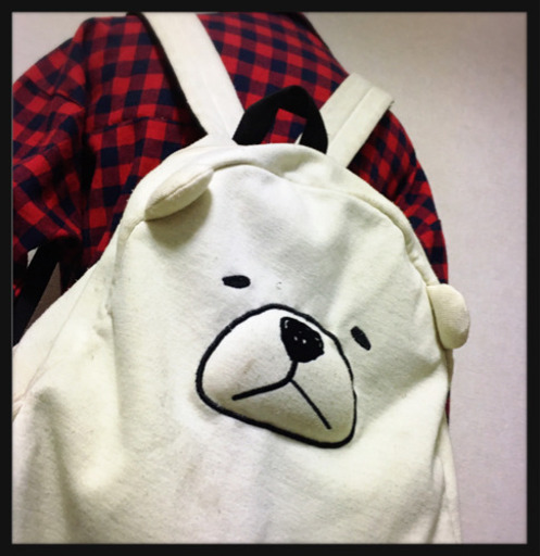 ご購入者様決定シロクマリュックサック ベアー 白 大容量ナップサック キャラクター