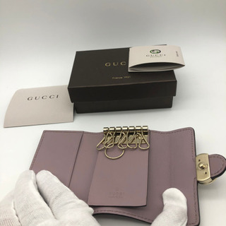 GUCCI グッチ 6連キーケース インターロッキングG レザーラベンダー系