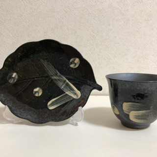●お取引完了● 和食器 美濃織部 葉っぱ リーフ 小皿 カップ ５組セット の画像