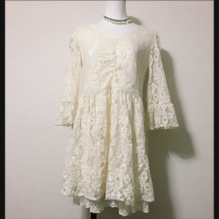 [MIEL CRISHUNANT]総レース フレアスリーブチュニック ミニワンピの画像