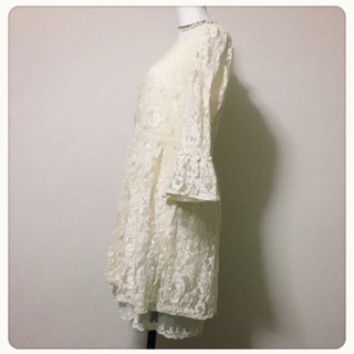 [MIEL CRISHUNANT]総レース フレアスリーブチュニック ミニワンピの画像