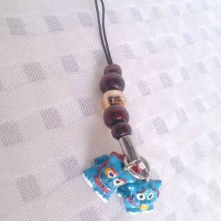 沖縄　シーサー　阿吽　青　ストラップ　ブルー　約 1cm