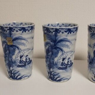 染付フリーカップ４個（２個未使用品）