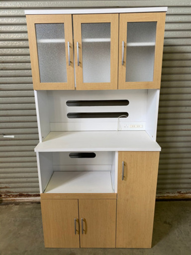 m0502-5  食器棚　木目　ホワイト