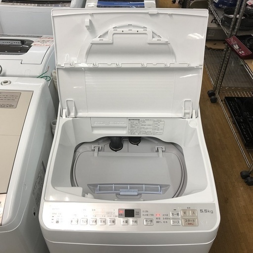 美品【 SHARP 】シャープ 洗濯5.5㎏/乾燥3.5㎏ 洗濯乾燥機 抗菌穴なし槽 高濃度洗浄 シワ抑えコース 槽クリーン ES-T