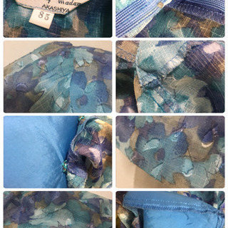 [昭和レトロ]ツーピース  花柄 水色 ヴィンテージ ワンピース風 セットアップの画像