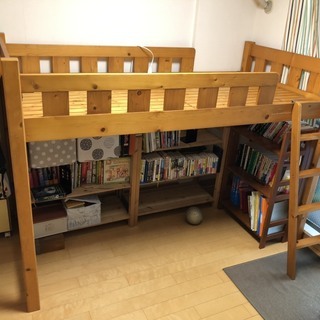 天然木製 ＊組立簡単＊ シングル ロフトベット　★子供部屋などに...