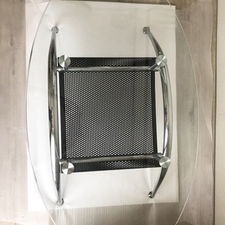 【美品】強化硝子オーバル型センターテーブルKANSAS HS BKの画像