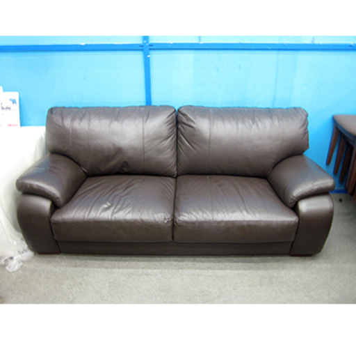 〇 札幌【本革使用 2人掛けソファ】幅200cm ダークブラウン こげ茶色系 ラブソファ ソファー 長椅子 本郷通店