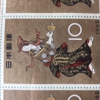 【希少切手】切手趣味週間「花下遊楽図屏風」１シート　昭和37年発売の画像