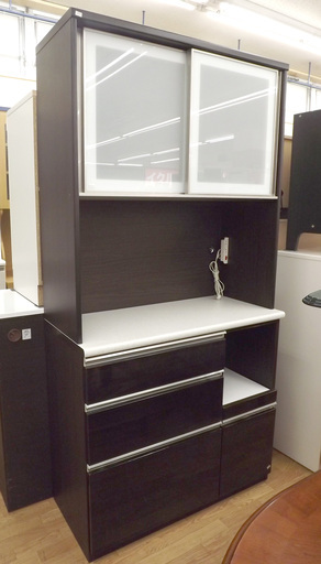 レンジボード キッチンボード 幅:100.5cm 奥:45cm 高:200cm 食器棚 キッチン収納 札幌 西岡店