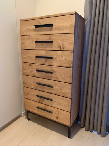 オリジナル北欧  無垢チェスト,アイアン、7drawer