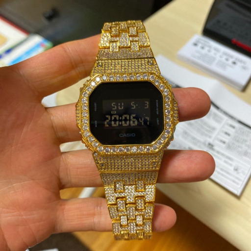 G-SHOCK カシ DW-5600 反転液晶 カスタム　キュービックジルコニア