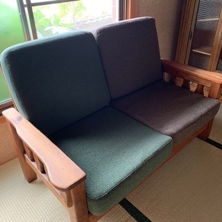 無垢材 オイルフィニッシュ　美品ソファの画像