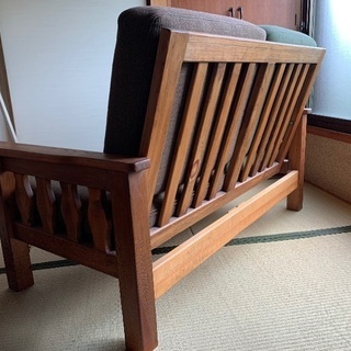 無垢材 オイルフィニッシュ　美品ソファの画像