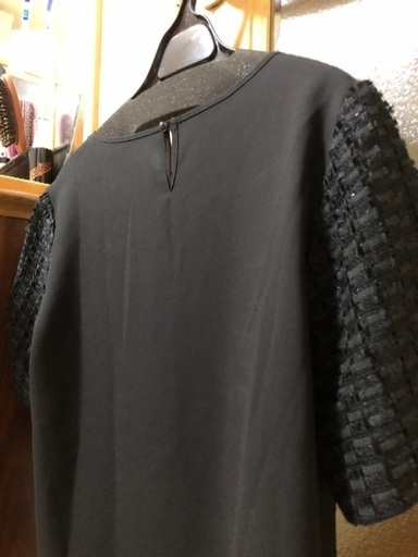 JUDY 日本製　切替黒シフォントップス　ストレッチ手洗い